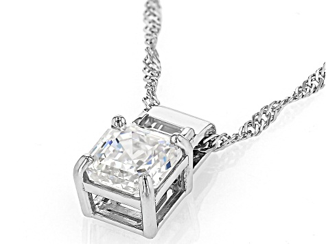 Strontium Titanate And White Zircon Rhodium Over Silver Pendant 2.54ctw