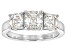 Rhodium Over Silver Three Stone Ring 2.80ctw