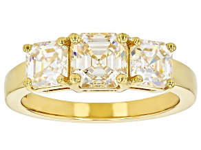18k Yellow Gold Over Silver Three Stone Ring 2.80ctw