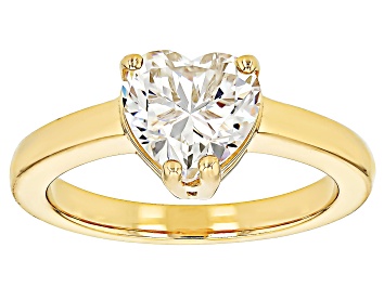 Picture of 18k Yellow Gold Over Silver Strontium Titanate Solitaire Ring 2.35ct