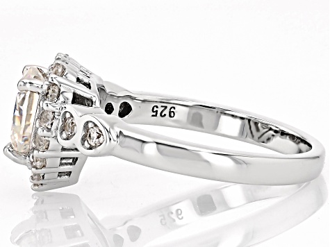 Strontium Titanate with White Zircon Rhodium Over Silver Heart Ring 2.08ctw