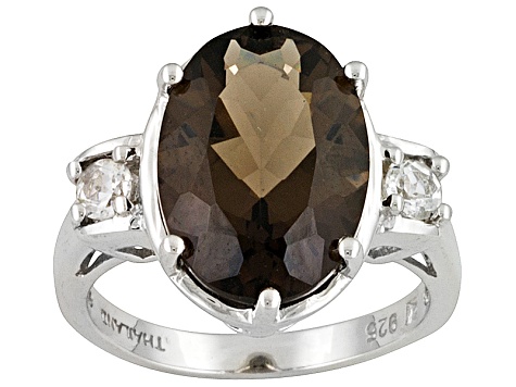 Top 10 Jewelry Gift Sterling Silver Rhodium Smoky Quartz Diamond Pendant