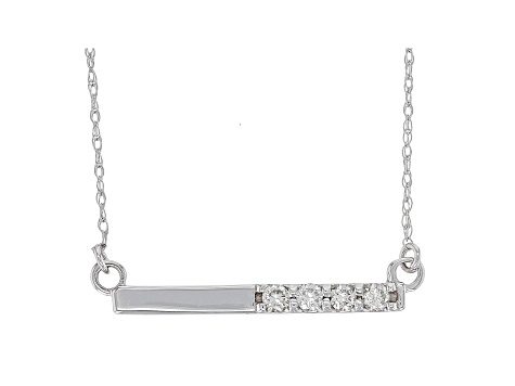 White Diamond 14K White Gold Bar Necklace .15ctw