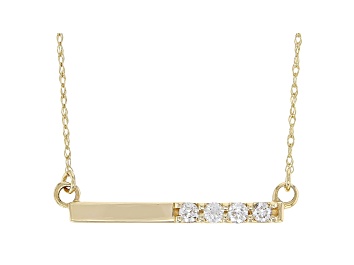 Picture of White Diamond 14K Yellow Gold Bar Necklace .15ctw