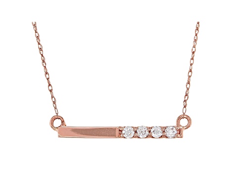 White Diamond 14K Rose Gold Bar Necklace .15ctw