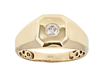 Picture of White Diamond 10K Yellow Gold Mens Ring .20ctw