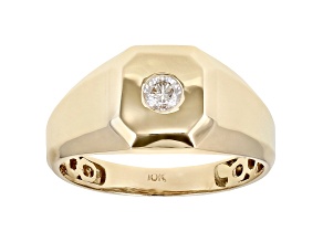 White Diamond 10K Yellow Gold Mens Ring .20ctw