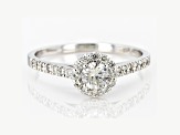 White Diamond 14K White Gold Halo Promise Ring .50ctw