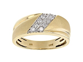 White Diamond 10K Yellow Gold Mens Ring .25ctw