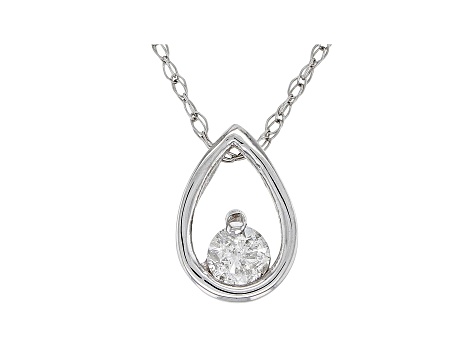 White Diamond 14K White Gold Solitaire Pendant .10ctw