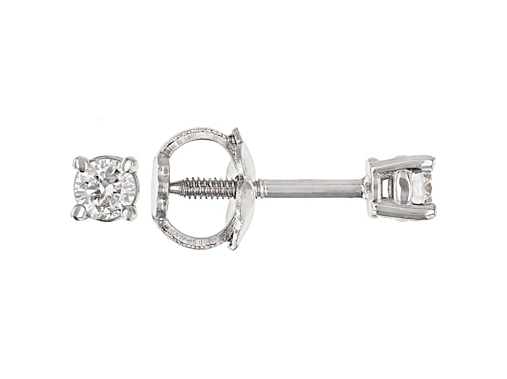 White Diamond 14K White Gold Stud Earrings 0.10ctw - SVI016A | JTV