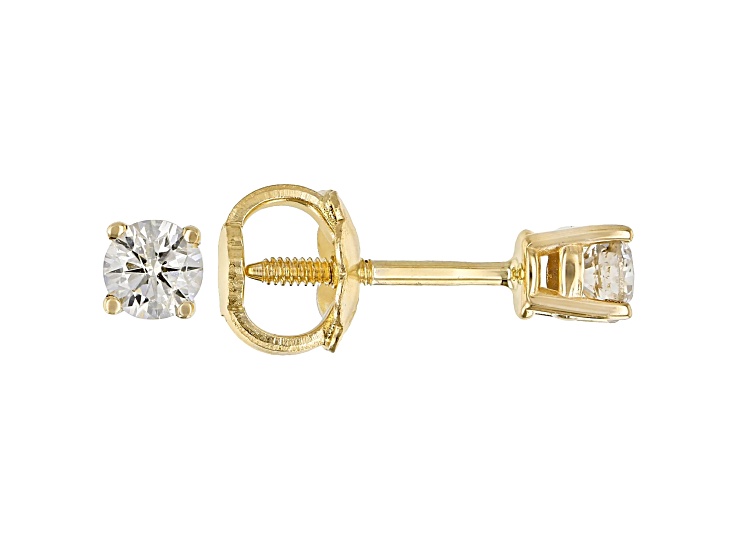 White Diamond 14K Yellow Gold Stud Earrings 0.16ctw