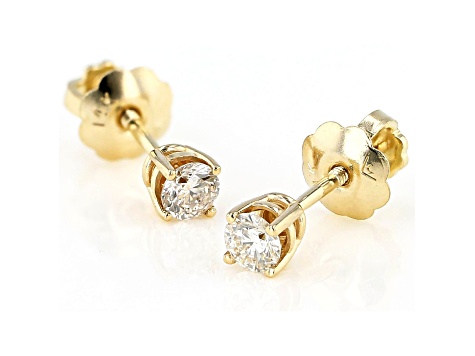 White Diamond 14K Yellow Gold Stud Earrings 0.16ctw