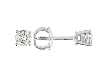 3mm (0.10ctw) Diamond Stud Earrings - Unique Setting 1 Earring & Screw-Back / 14K White Gold