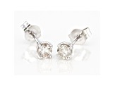White Diamond 14k White Gold Solitaire Stud Earrings 0.33ctw
