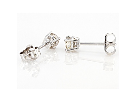 White Diamond 14k White Gold Solitaire Stud Earrings 0.33ctw