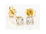 White Diamond 14k Yellow Gold Solitaire Stud Earrings 0.33ctw