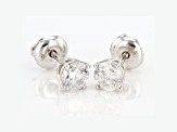 White Diamond 14k White Gold Solitaire Stud Earrings 0.75ctw