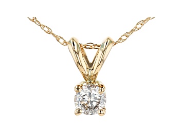 Picture of White Diamond 14k Yellow Gold Pendant With 18" Rope Chain 0.20ctw