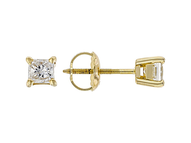 White Diamond 14k Yellow Gold Stud Earrings 0.50ctw