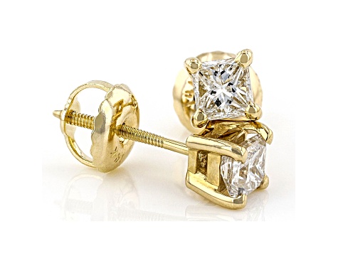 ゴールデン White Diamond 14k Yellow Gold Stud Earrings 0.50ctw