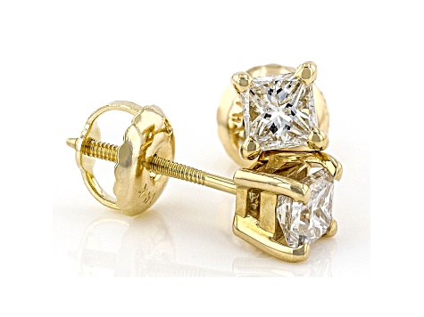 White Diamond 14k Yellow Gold Stud Earrings 0.50ctw