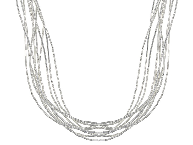 Liquid Silver 10 Strand Necklace 24.5 Inch - SWE092 | JTV