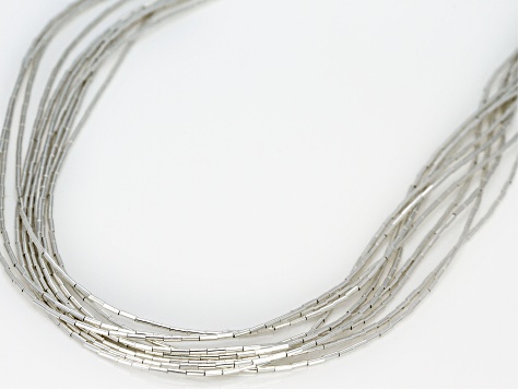 Liquid Silver 10 Strand Necklace 24.5 Inch