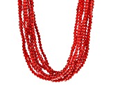 Red Coral Bead Silver Ten-Strand Necklace 3.5mm