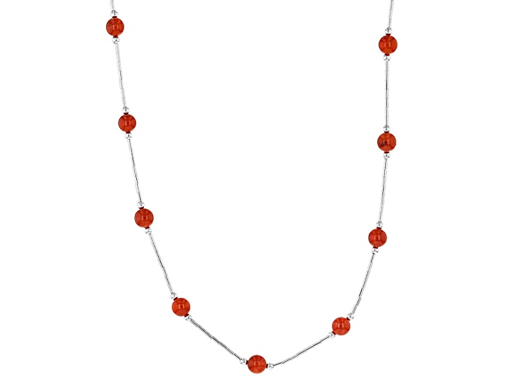 Red Coral Liquid Sterling Silver Necklace