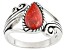 Red Sponge Coral Silver Solitaire Ring