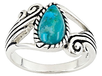 Picture of Blue Turquoise Silver Solitaire Ring