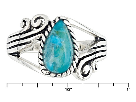 Blue Turquoise Silver Solitaire Ring