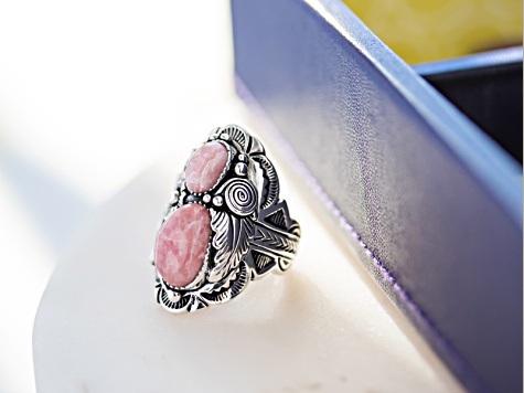 Pink Rhodochrosite Silver Ring