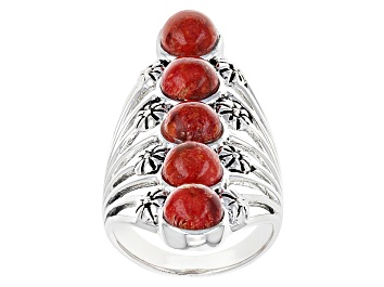 Picture of Red Sponge Coral Sterling Silver Ring
