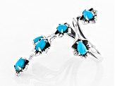 Blue Sleeping Beauty Turquoise Silver Floral Ring