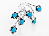 Blue Sleeping Beauty Turquoise Silver Floral Ring