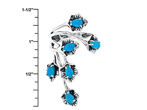 Blue Sleeping Beauty Turquoise Silver Floral Ring