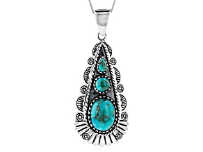 Blue Turquoise Silver Enhancer With Chain