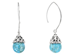 Turquoise Blue Rhodium Over Sterling Silver Earrings 12mm