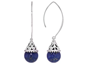 Lapis Rhodium Over Sterling Silver Earrings 12mm
