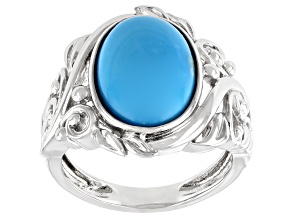 Blue Sleeping Beauty Turquoise Rhodium Over Sterling Silver Ring
