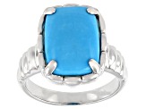 Blue Sleeping Beauty Turquoise Rhodium Over Silver Ring