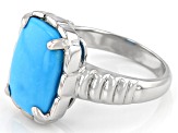 Blue Sleeping Beauty Turquoise Rhodium Over Silver Ring