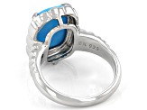 Blue Sleeping Beauty Turquoise Rhodium Over Silver Ring