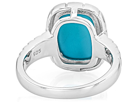 Blue Sleeping Beauty Turquoise Rhodium Over Silver Ring - SWE1559
