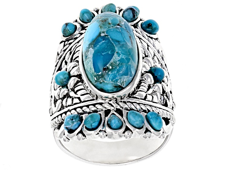 Blue turquoise sterling silver ring