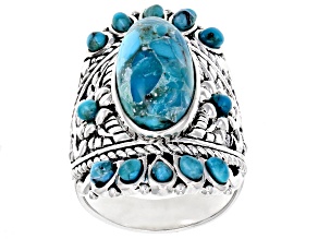 Blue turquoise sterling silver ring