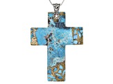 Turquoise Cross, Silver Pendant With Chain