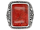 Red Coral Sterling Silver Solitaire Ring